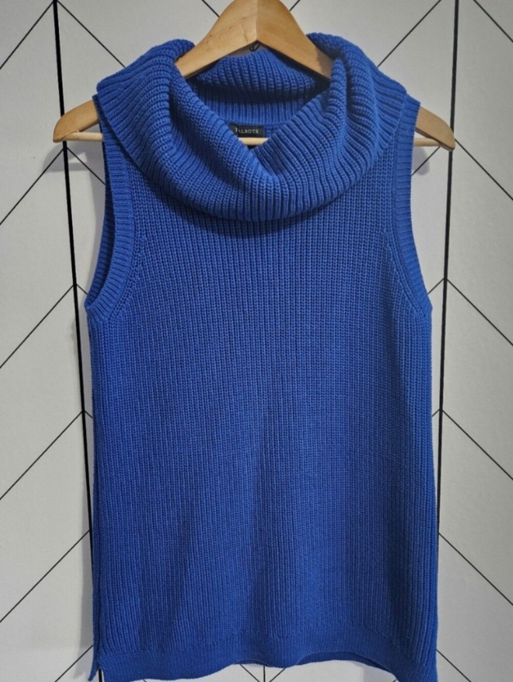 Talbots Cobalt Blue Sleeveless Cowl Neck Sweater, Size Medium